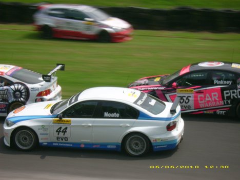 Lea Wood, Andy Neate, David Pinkney racing each other